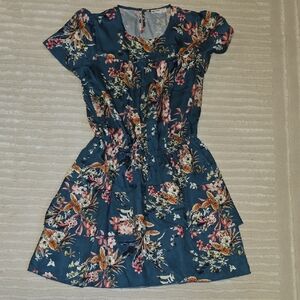 Maaji Tropical Floral Mini Dress - Blue and Pink